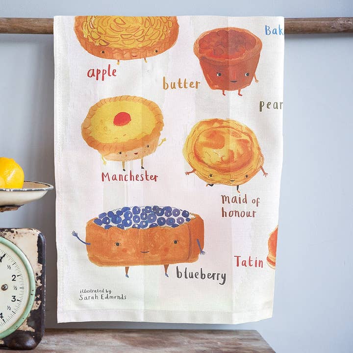 Sarah Edmonds Illustration - Wholesale Tea Towel - Tarts Cotton Tea Towel2