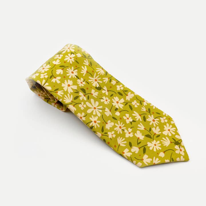Mossgröna blommiga slipsar, slipsar med krämblommor för wholesale av ELSE