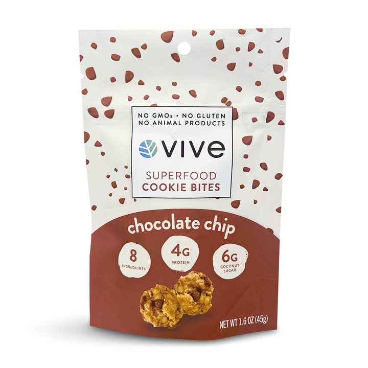 Chocoladechip Superfood koekjesbeten - verpakking van 15 voor wholesale door Vive Snacks