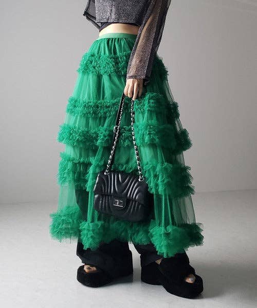 Sweetkama - Wholesale Skirt - Women's - Ladies Solid Color Elastic Waist Layering Tulle Tutu Skirt3