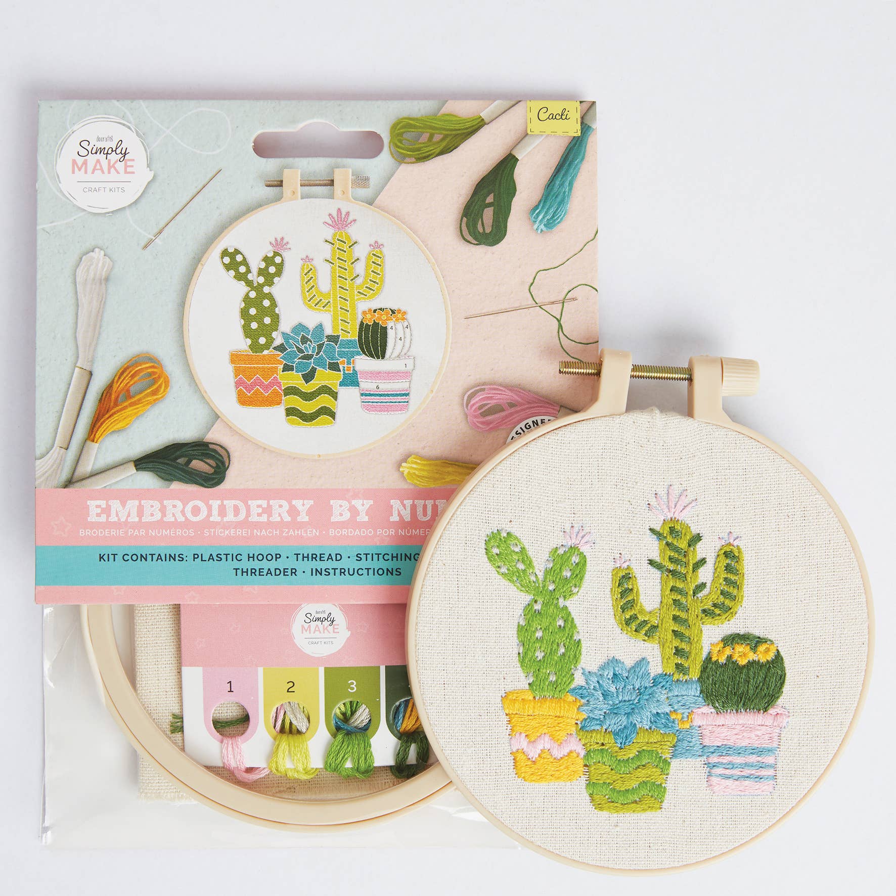 West Design Products - Wholesale Craft Sewing Kit - Simply Make Embroidery By Numbers Cacti Craft Stitch Kit2