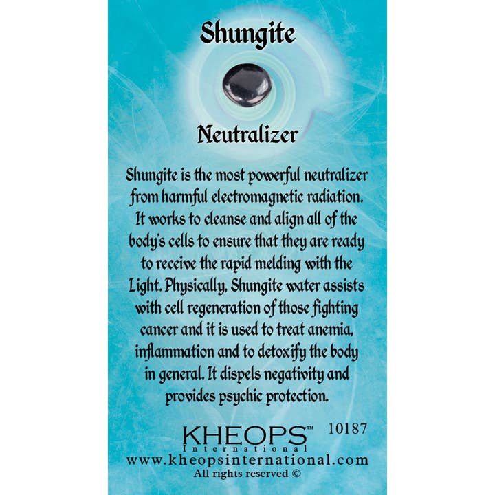Kheops International - Wholesale Spiritual Stone/Crystal - Gemstone Properties Info Card Shungite (Each)