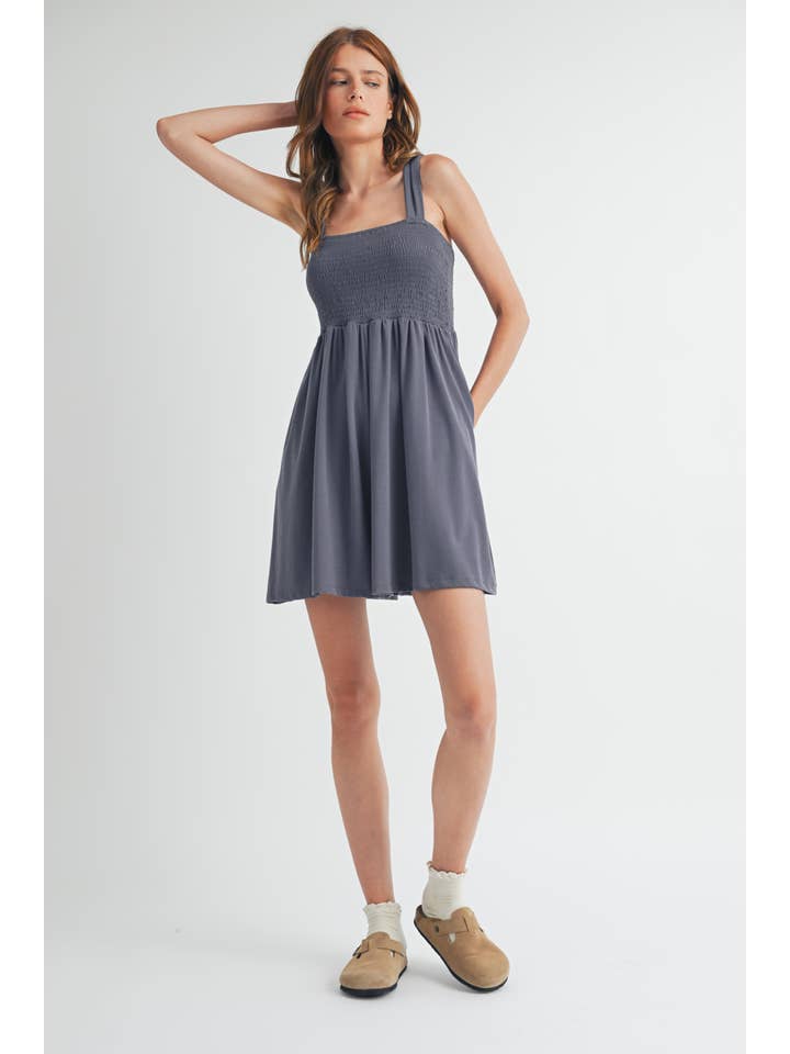Wishlist Apparel - Wholesale Romper - Women's - KNIT CAMI ROMPER WITH SMOCKED BODICE / WL24-9513