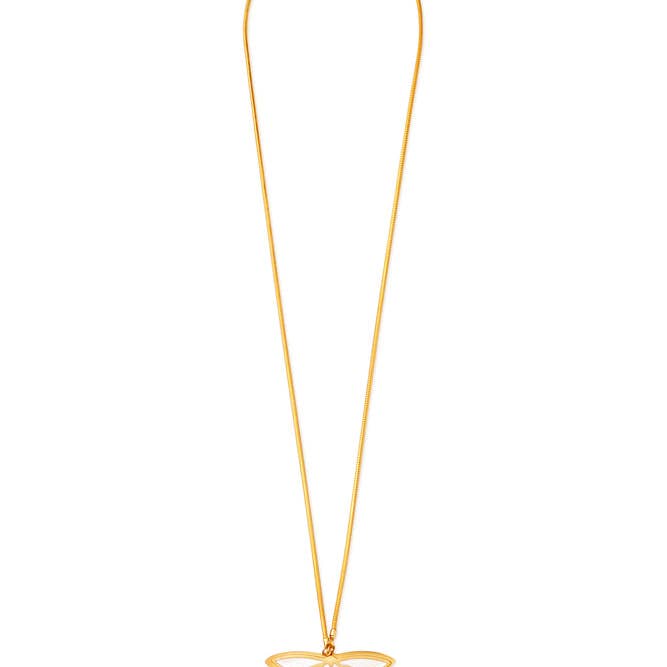 Manila große Lotusblumen-Halskette mit goldener Emaille für den Großhandel von Ginger & VelVet