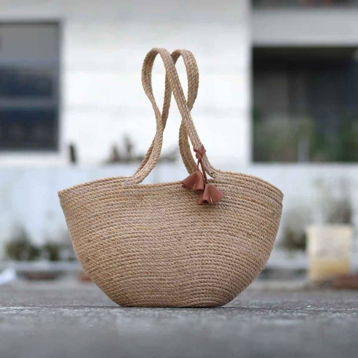 Kleene - Wholesale Tote Bag - Women's - Handmade Round Jute Tote Bag – Boho Eco-Friendly Purse0