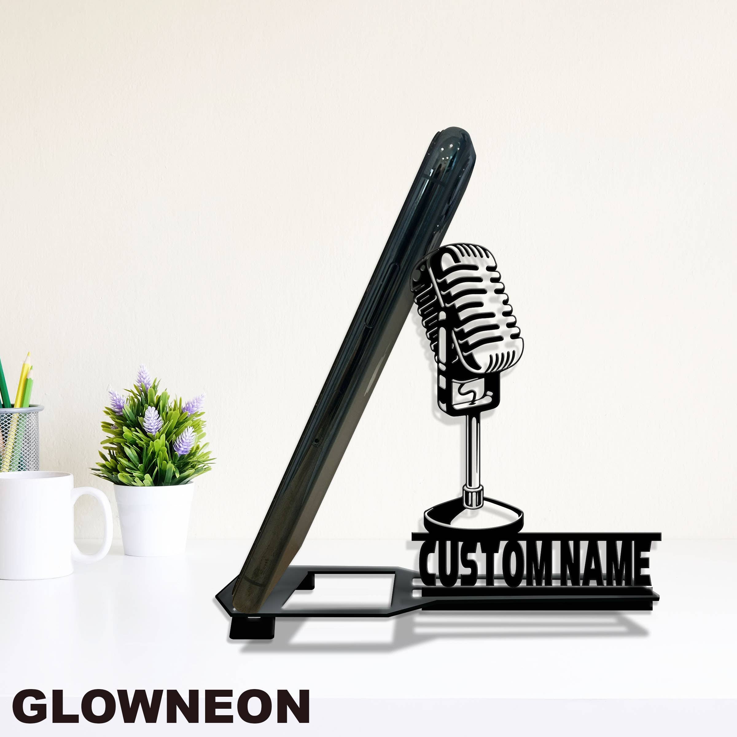 Glow Neon - Wholesale Phone/Tablet Stand - Personalized Metal Microphone Phone Stand, Phone Holder Sign0