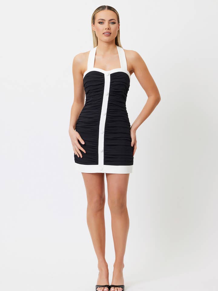 Holland Mini Dress Black/White for wholesale by Bianca and Bridget