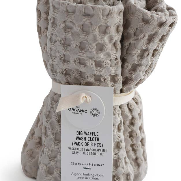 Big Waffle Wash Cloth (3 stuks) - Stone voor wholesale door The Organic Company