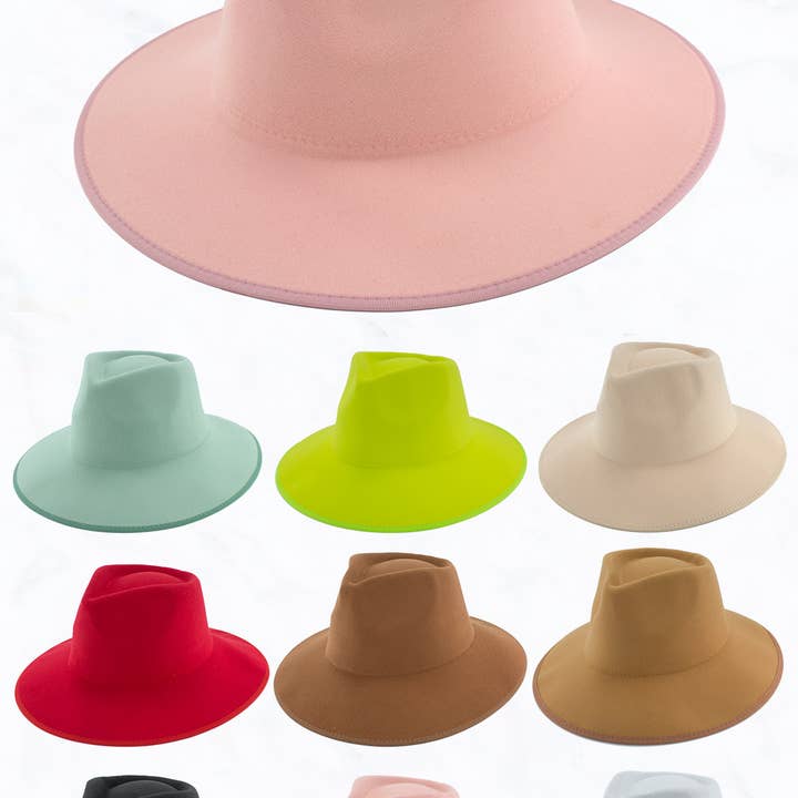 Suzie Q USA - Wholesale Fedora - Women's - Wrap of Edge Teardrop Shape Top Big Brim Hat11
