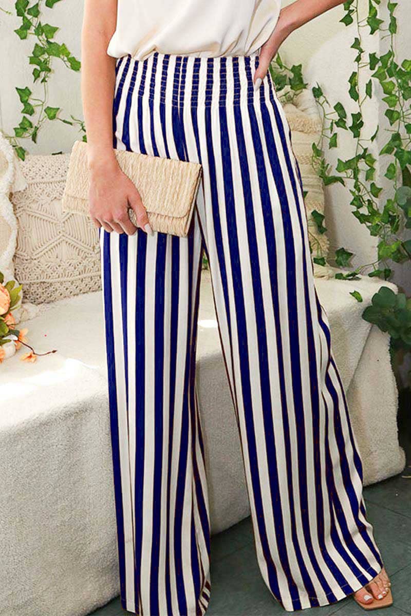 Vine & Love - Venta al por mayor Pantalones - Mujer - Pantalones de pierna ancha con cintura alta fruncida y bolsillos VP8144314