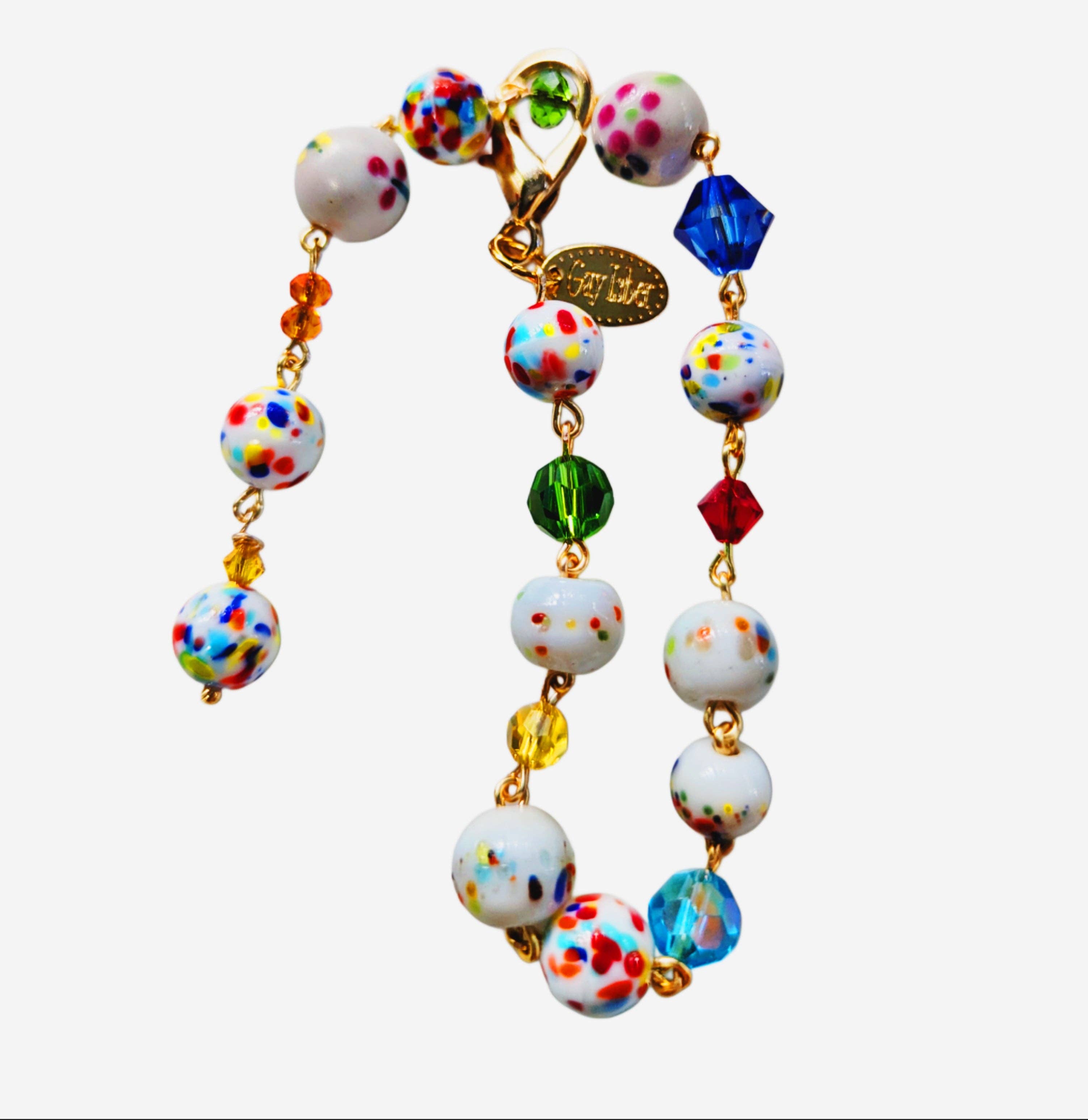 Gay Isber Designs – wholesale Beaded bracelet – Hand linked Rainbow Colorful Dot Porcelain Bead Bracelet with crystals - Classic and Timeless Design by Award-Winning Artist Sugar Gay Isber (Copy)6