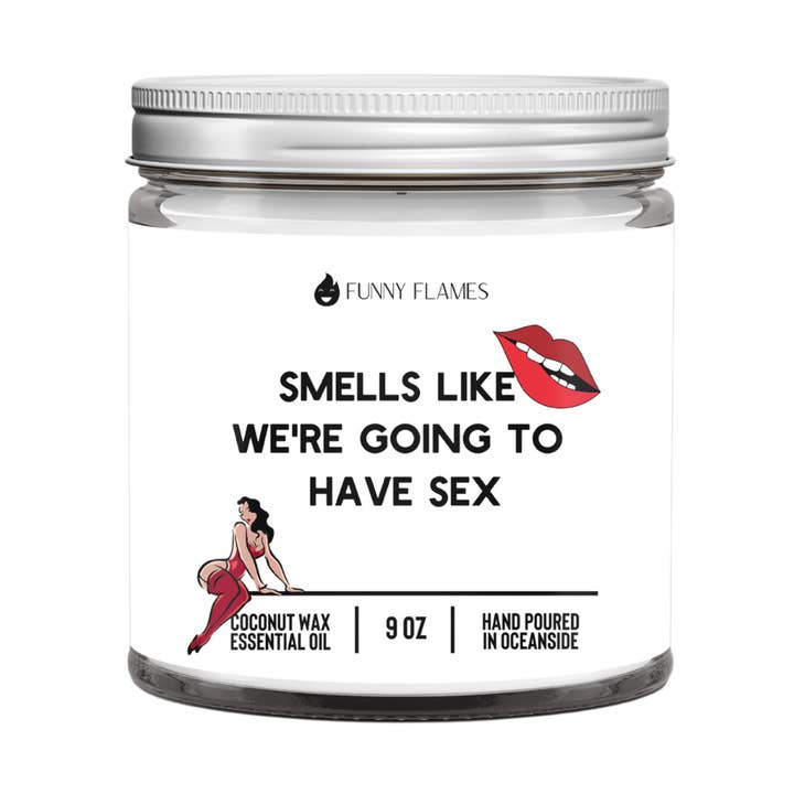 Cheira como se fosse fazer sexo vela -9oz por atacado de Funny Flames Candle Co - Les Creme