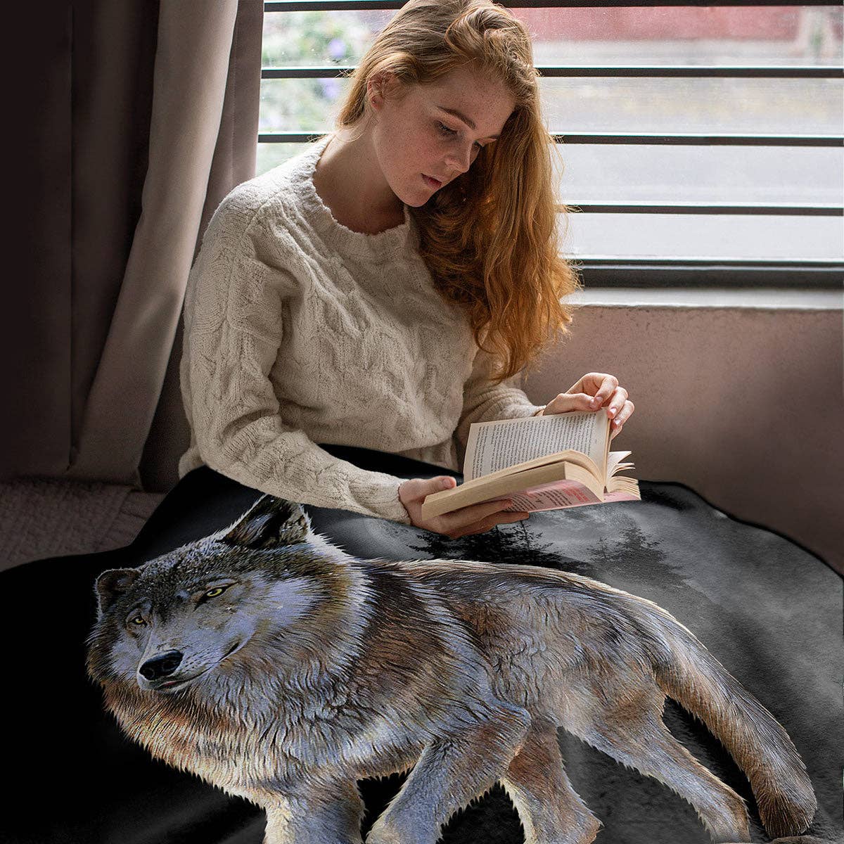 Artopia – Cobertor de cama por atacado – Manta Minky Alert de 50" x 60" Wolf1