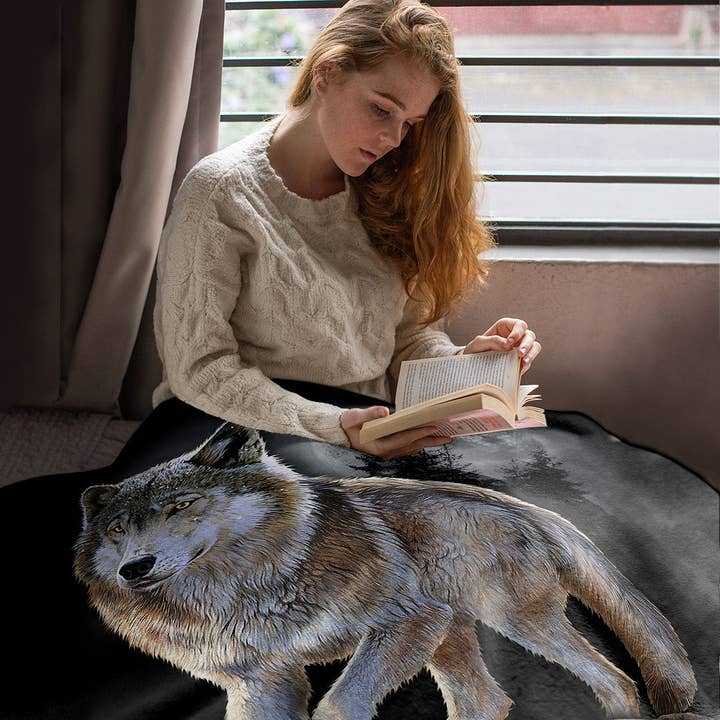 Artopia – Cobertor de cama por atacado – Manta Minky Alert de 50" x 60" Wolf1