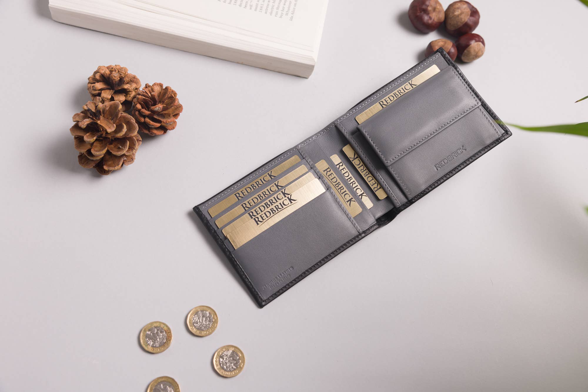 Redbrick – wholesale Wallet - Men’s – Redbrick Italian Black & Grey Bifold Leather Wallet0