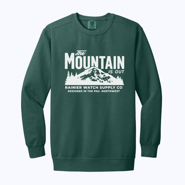 The Mountain is out Crewneck Sweatshirt for wholesale by Rainier Watch Supply Co