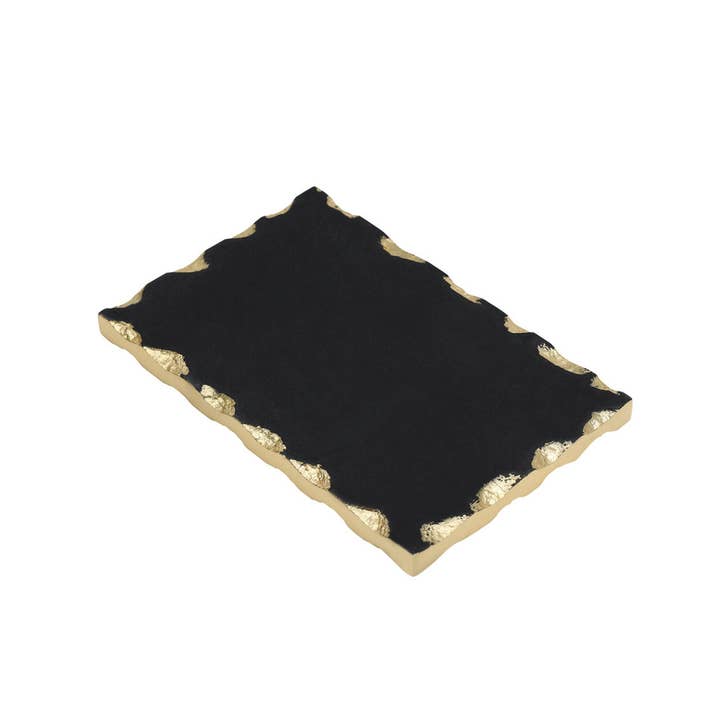 Lavi Black Marble Gold Organic Edge Small Rectangle Board for wholesale by Godinger