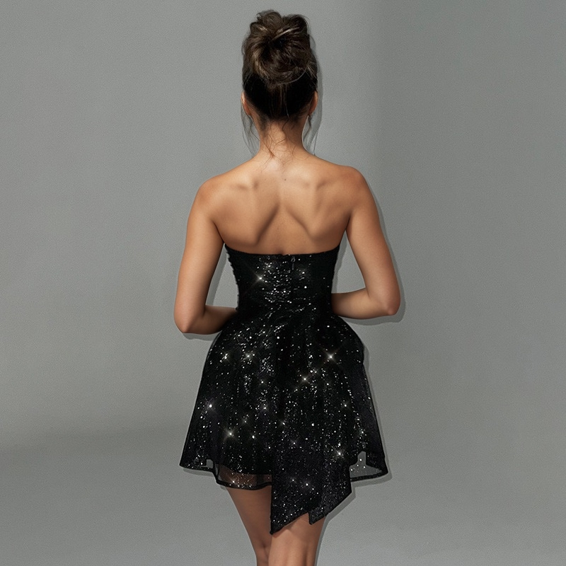 Sanyao Fashion – wholesale Dress – Women's – SF11 Elegant One-Shoulder Tube Top Tutu Skirt Backless Dress9