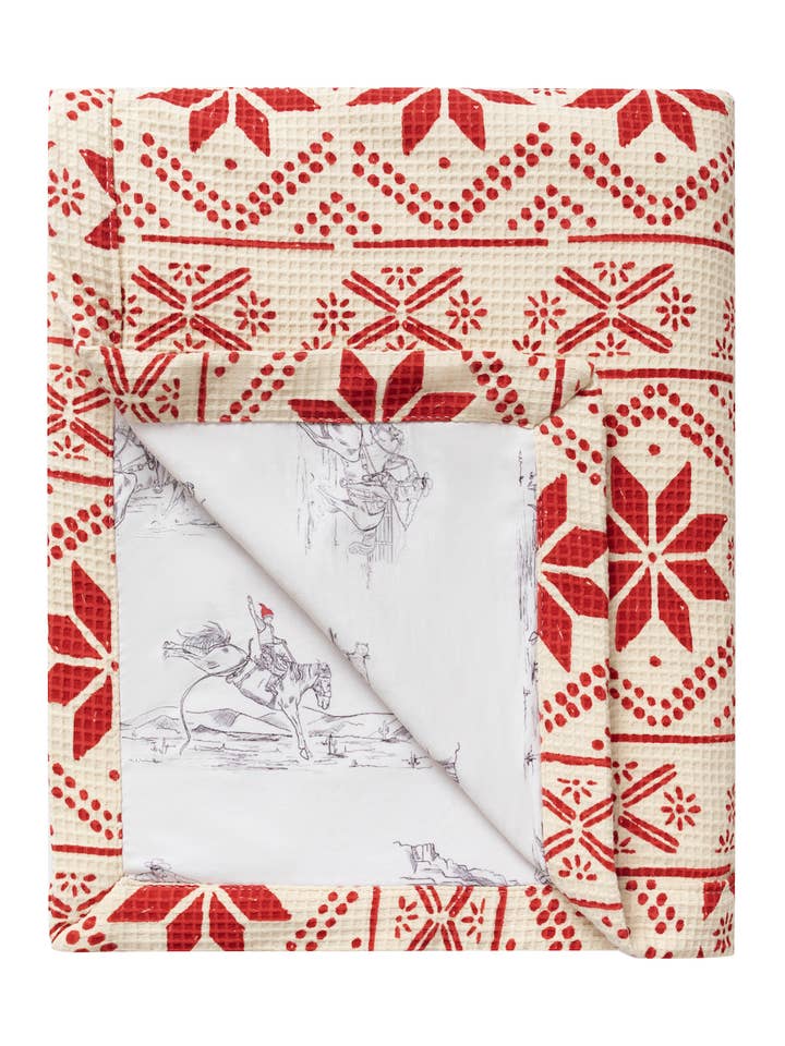 The Little Western Brand - Wholesale Bedding Blanket - Kids & Baby - Christmas on the Range Bamboo Waffle Knit Throw Blanket1