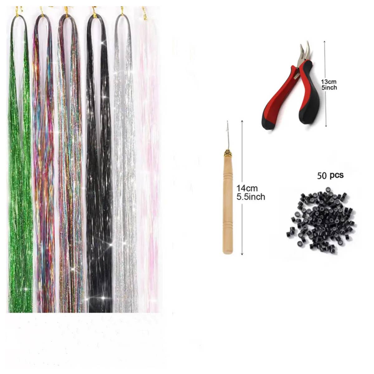 AK Brand - Vente Extensions de cheveux - Kit de Tinsels Étincelants pour Extensions de Cheveux11
