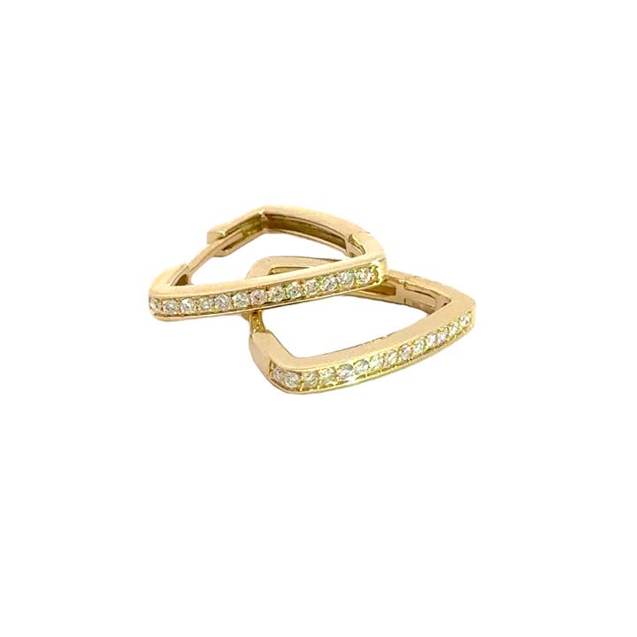 HP401946Y. 14K Massivt Guld Diamant Triangel Hoops för wholesale av Tresor Jewelry Inc.