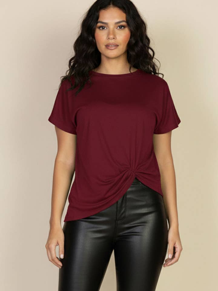Batwing Sleeve Twist Front Tee for wholesale by CAPELLA APPAREL