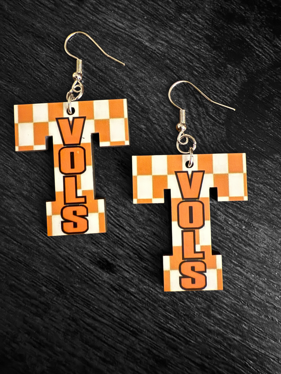 Shades Jewelry & Gifts - Wholesale Dangle Earrings - Tennessee T Checkerboard Earrings, Vols, Tennessee football0