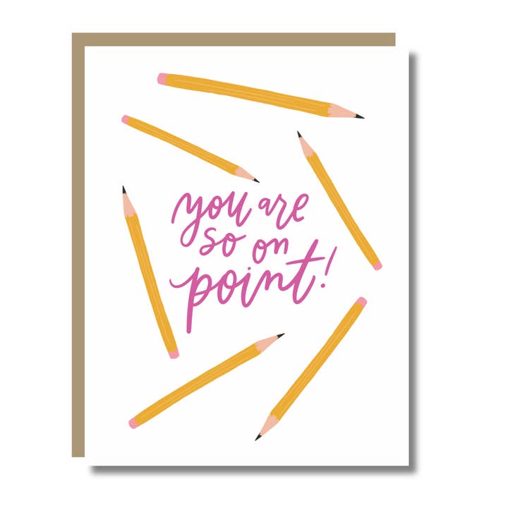 So On Point-kaart - Wenskaart met potlood, school, leraar voor wholesale door Prairie Letter Shop