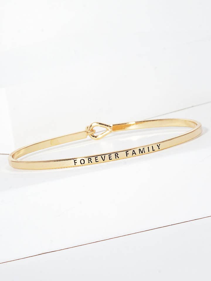 Forever Family Engraved Inspirational Bangle Bracelet for wholesale by Wild Honey