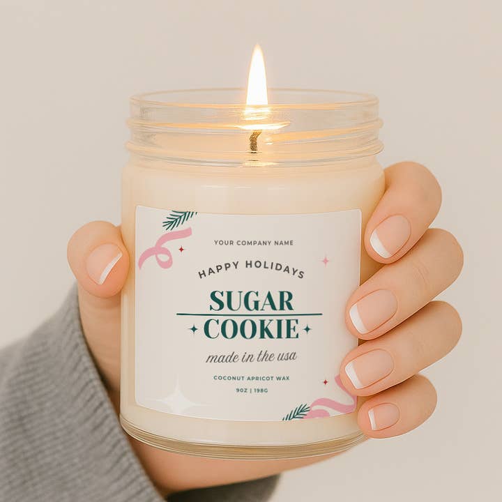 Étiquette préconçue de gros pour les fêtes, pot transparent pour la vente par Candle Bliss