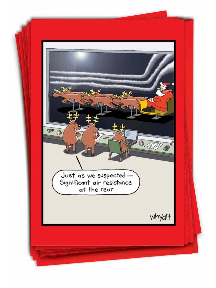 Caja de 12 tarjetas de Navidad - Santa Aerodynamics para venta al por mayor de NobleWorks