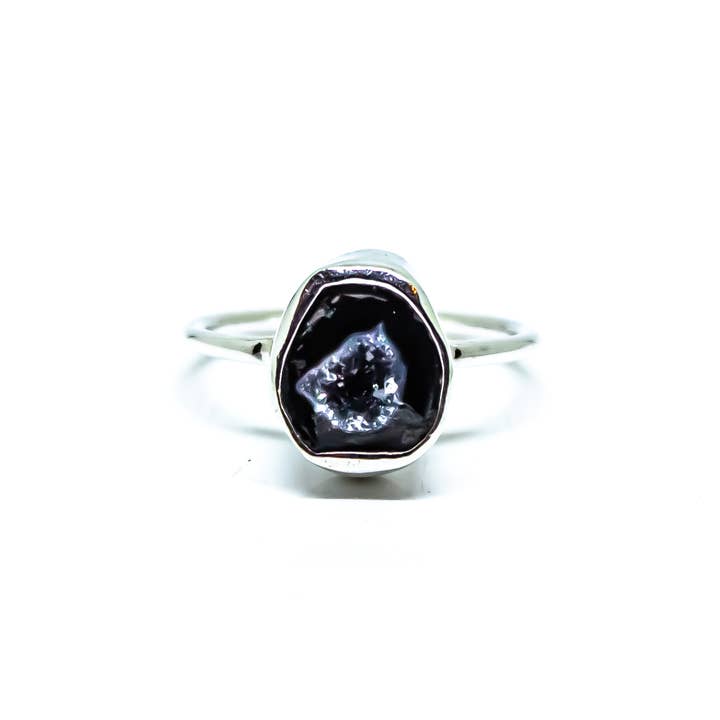 Quasar Gems USA - Wholesale Single Stone/Solitaire Ring - Geode Druzy Ring Sterling Silver