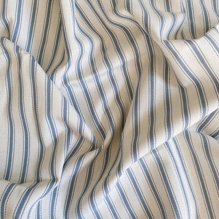 Rosie & Smudge - Wholesale Lumbar pillow - Blue Fringe Ticking Stripe Lumbar Oblong Complete Cushion3