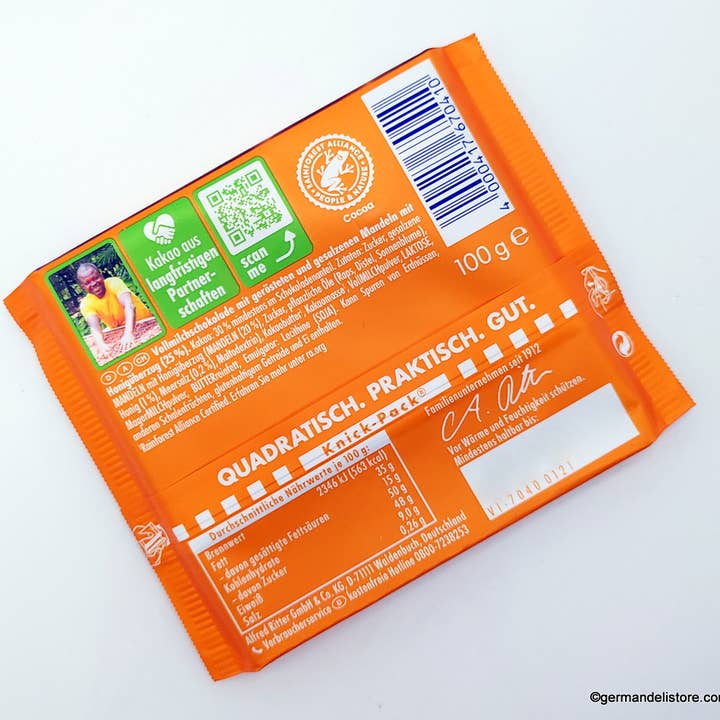 Phoenix Distributions - Wholesale Chocolate - RITTER SPORT Honig Salt Mandel 100 gramm 11 count3