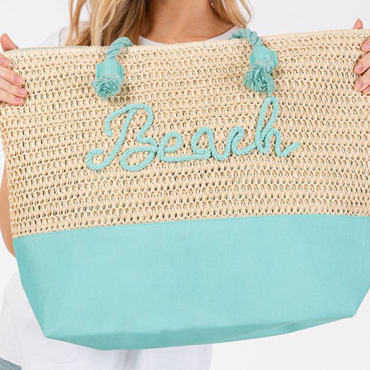 3AM BY H&D ACCESSORIES – Engroshandel Tote bag - Dame – FARVET SYET REB STRAND BREV OG REM HÆKLET, STOF TOTE