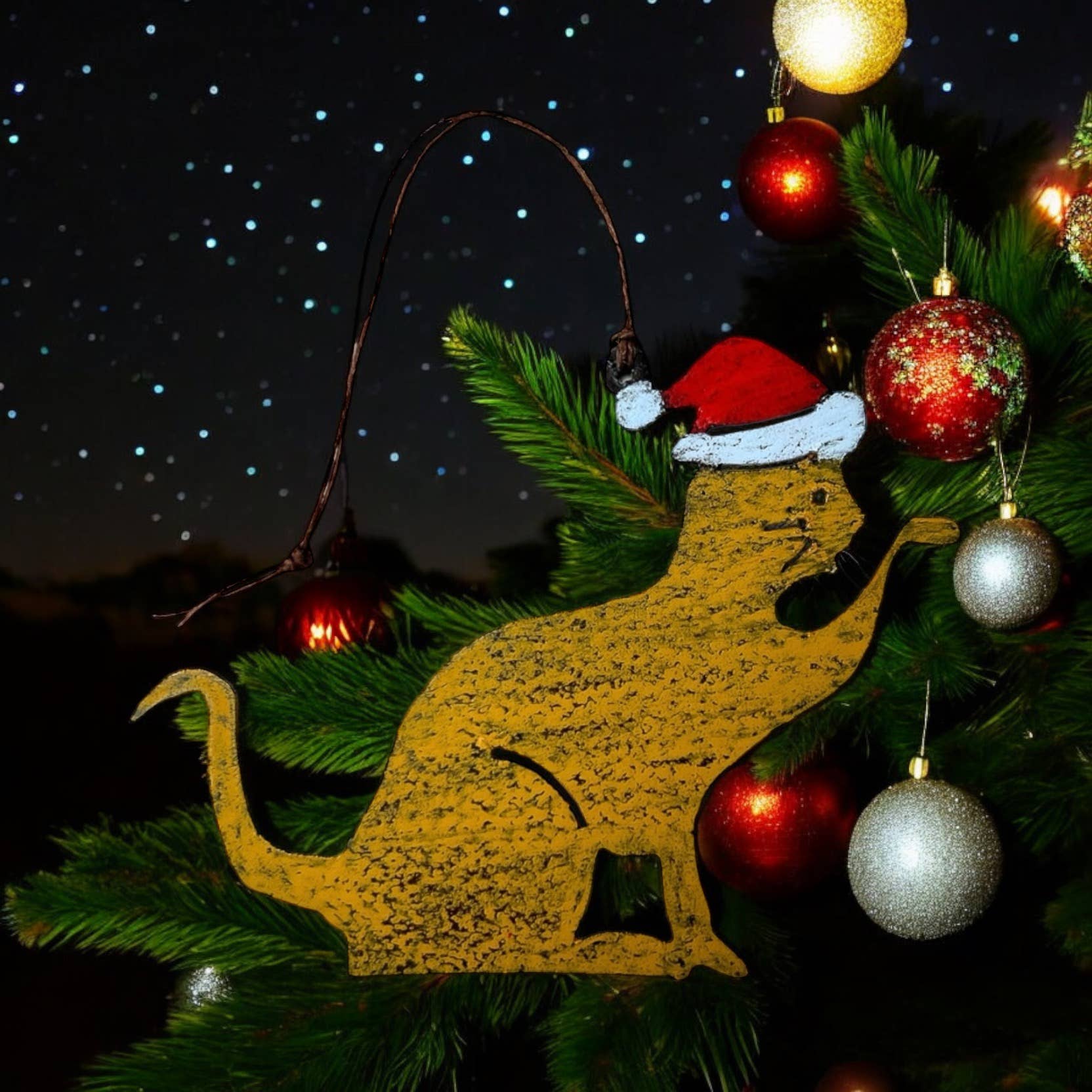 Whimsies - Wholesale Ornament - CAT ornament SANTA Christmas pet lover green gift feline 0