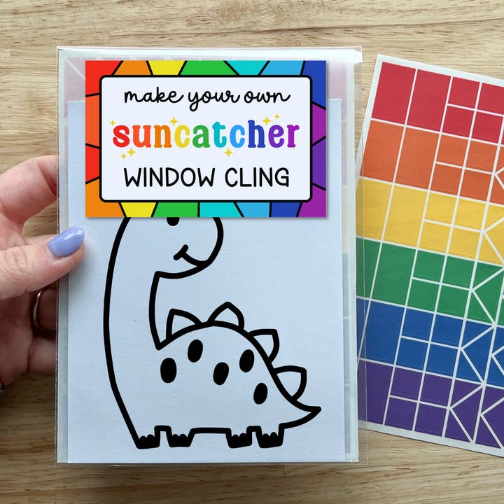Brontosaurus Suncatcher Sticker Craft Kit for Kids for wholesale by Calenlou Crafts