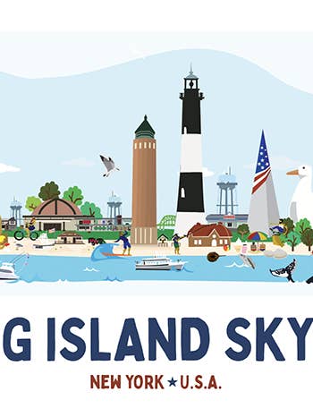 Long Island Skyline Illustration for wholesale by LOST DOG art & frame