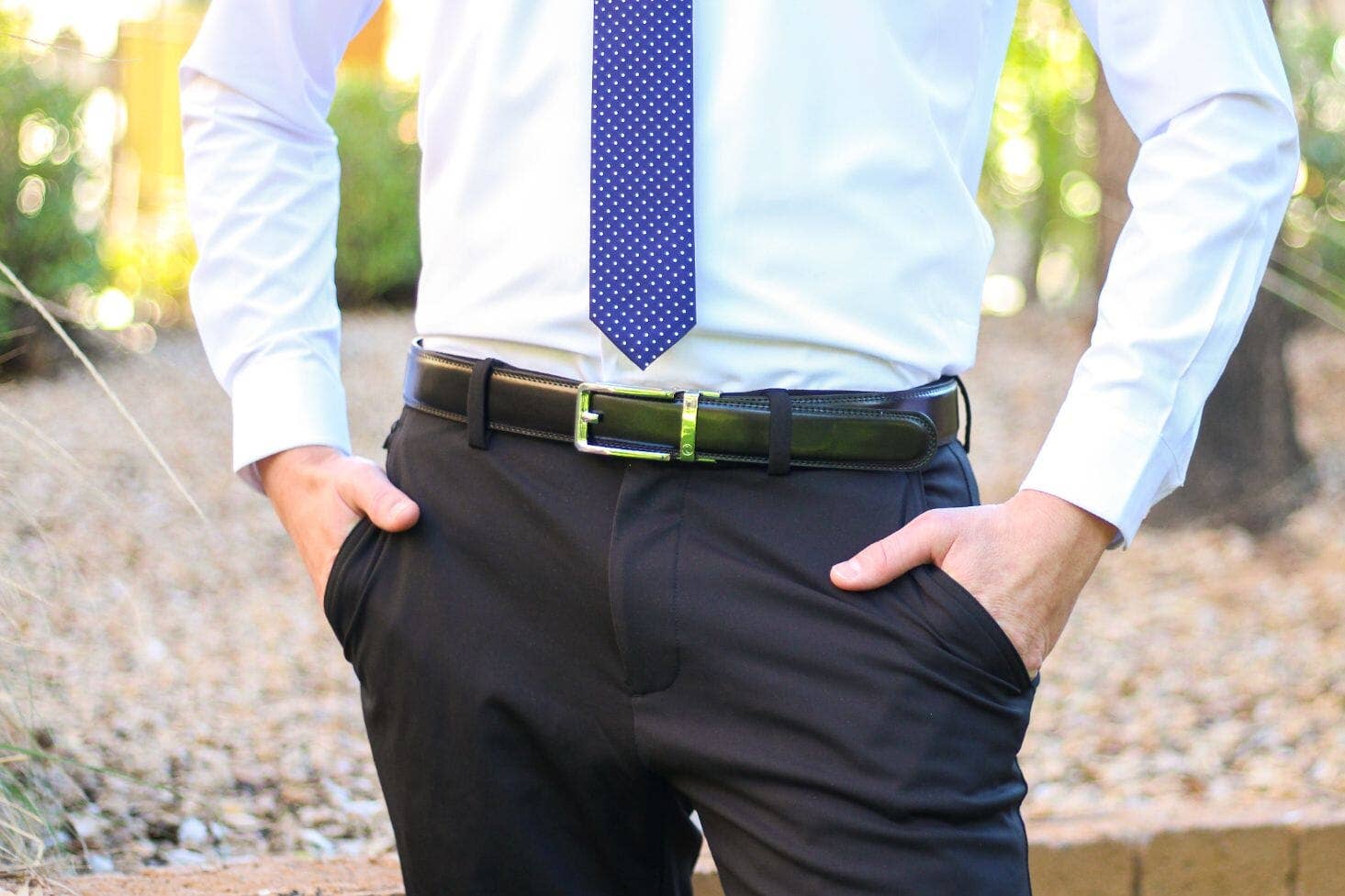 Tough Apparel – Engroshandel Bælte - Herre – Glans Sort Læder Ratchet Bælte & Spænde Sæt3