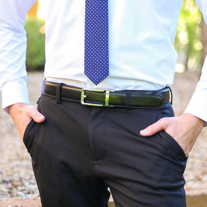 Tough Apparel – Engroshandel Bælte - Herre – Glans Sort Læder Ratchet Bælte & Spænde Sæt3