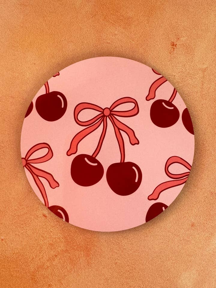 Sweet Cherry Bow Coaster for wholesale by Twisted Funky Soul