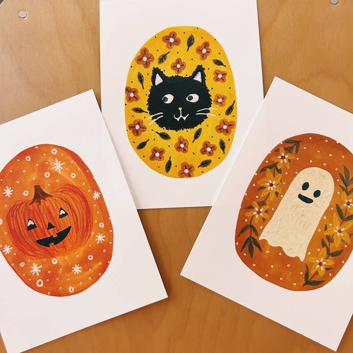 Spooky Trio Mini Art Prints for wholesale by The Gray Burrow