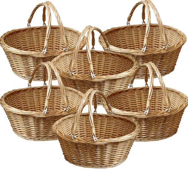 Candi Gifts – wholesale Food gift basket – Wicker Shopping Baskets x6 and Display Stand - NATURAL2
