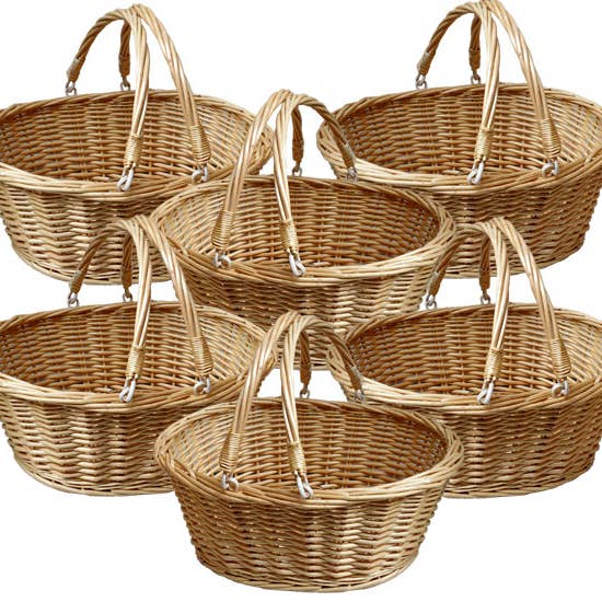 Candi Gifts – wholesale Food gift basket – Wicker Shopping Baskets x6 and Display Stand - NATURAL2