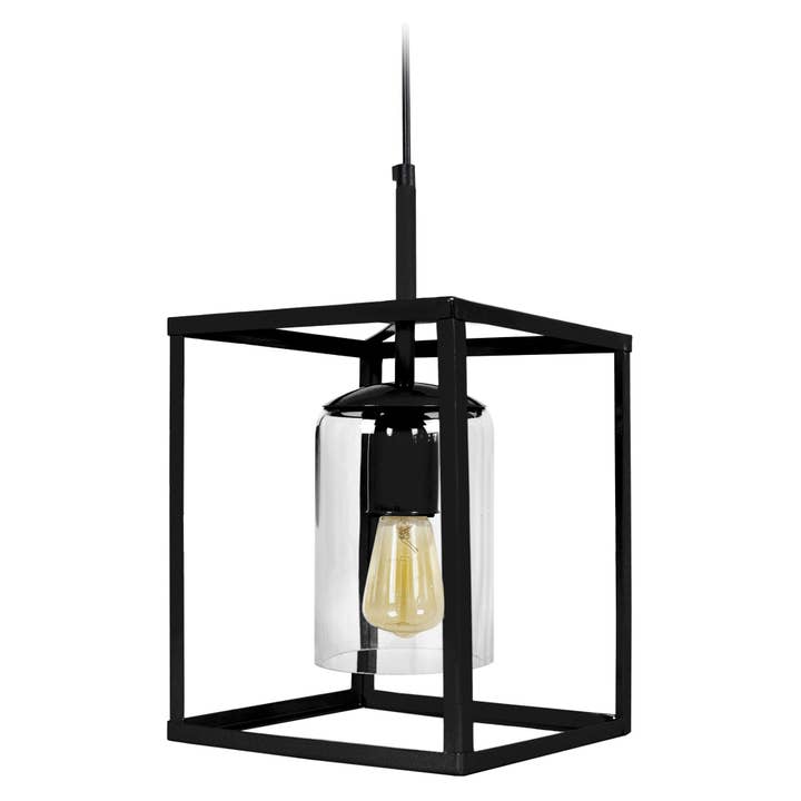 Lámpara colgante cuadrada de metal negro HESSE para venta al por mayor de Tosel Shop