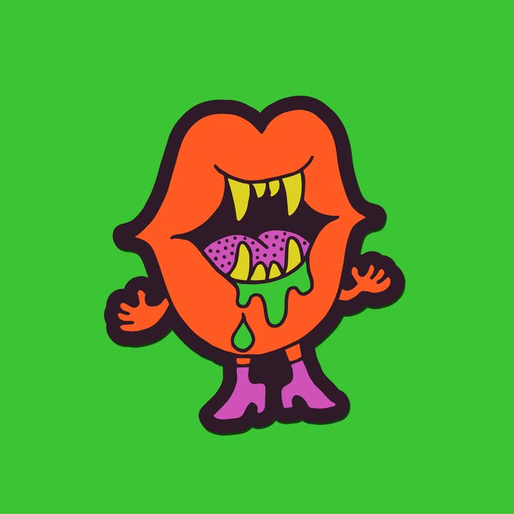 Creepy Mouth Sticker for wholesale by Claire Morales