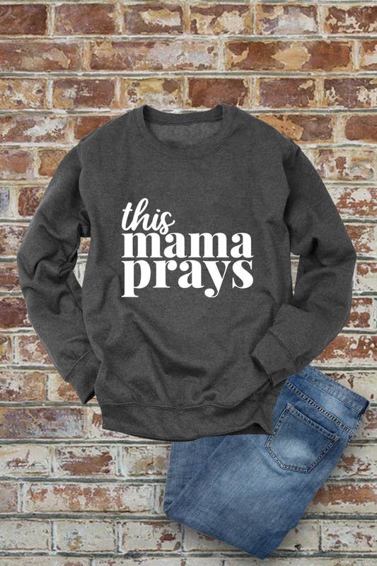 Top Avenue – Camisola gráfica - Mulher por atacado – Este camisola Mama Prays, Christian, Unissexo Gola Crewneck2