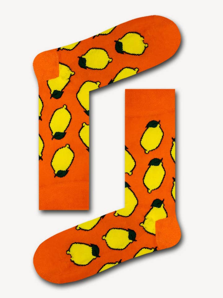 Meias unisexo Laranja Limão/Presente Perfeito/Meias Divertidas por atacado de Socksbros LTD