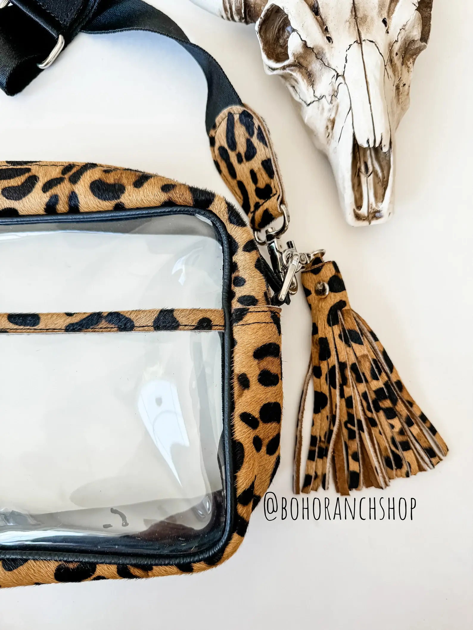 Boho Ranch Shop - Vente Sac à bandoulière – femme - Sac bandoulière en cuir de vache PRISCILLA CLEAR concert festival12