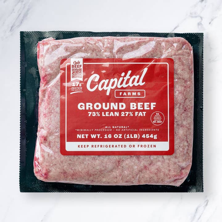 Capital Farms Meats & Provisions - Wholesale Beef - Ground Beef 73% Lean 27% Fat - 1lb | In-Store0